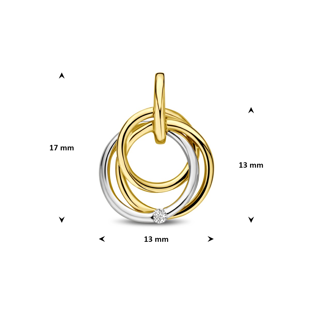 Hanger diamant 0.02ct h si 13 mm 14K bicolor goud