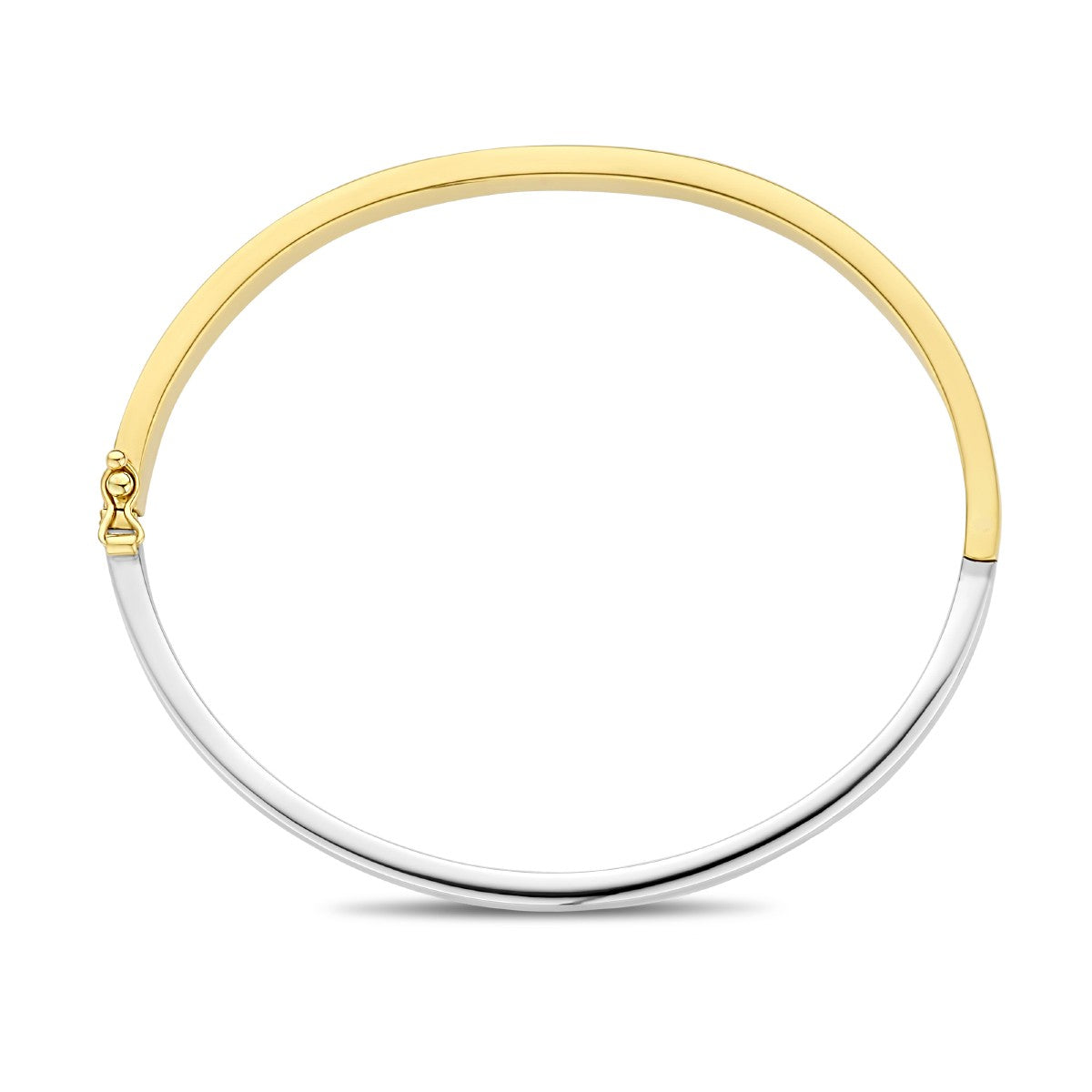 Fantasy Collection Bangle scharnier vlakke buis 5 mm 14K bicolor goud
