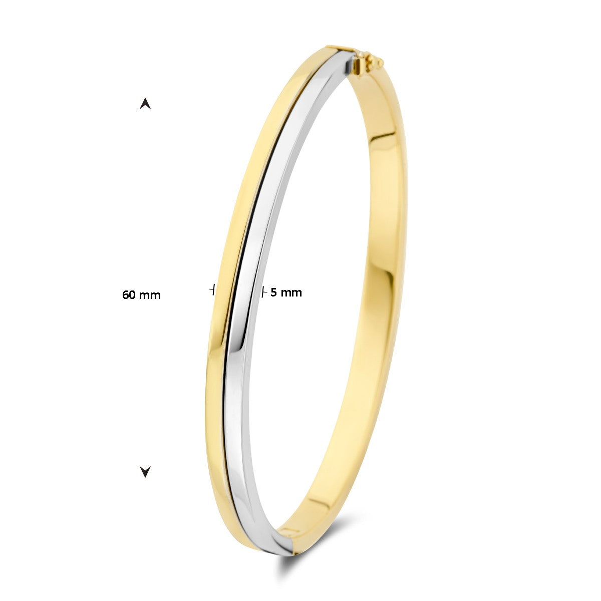 Fantasy Collection Bangle scharnier vlakke buis 5 mm 14K bicolor goud