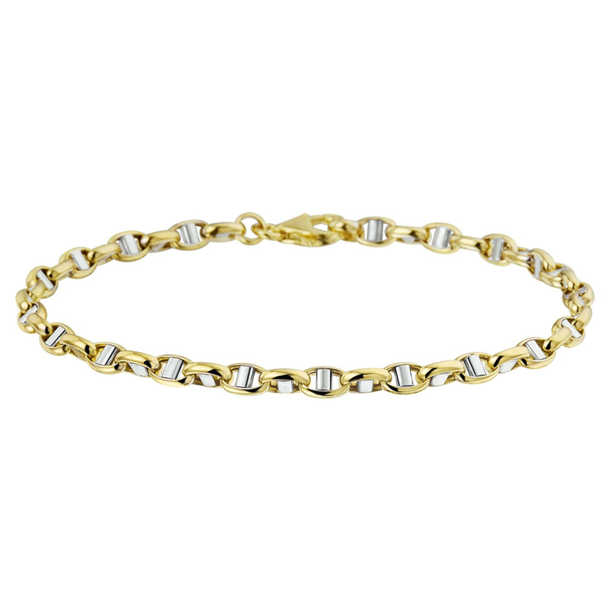 Fantasy Collection Armband jasseron ovaal met balkje 3,5 mm 14K bicolor goud