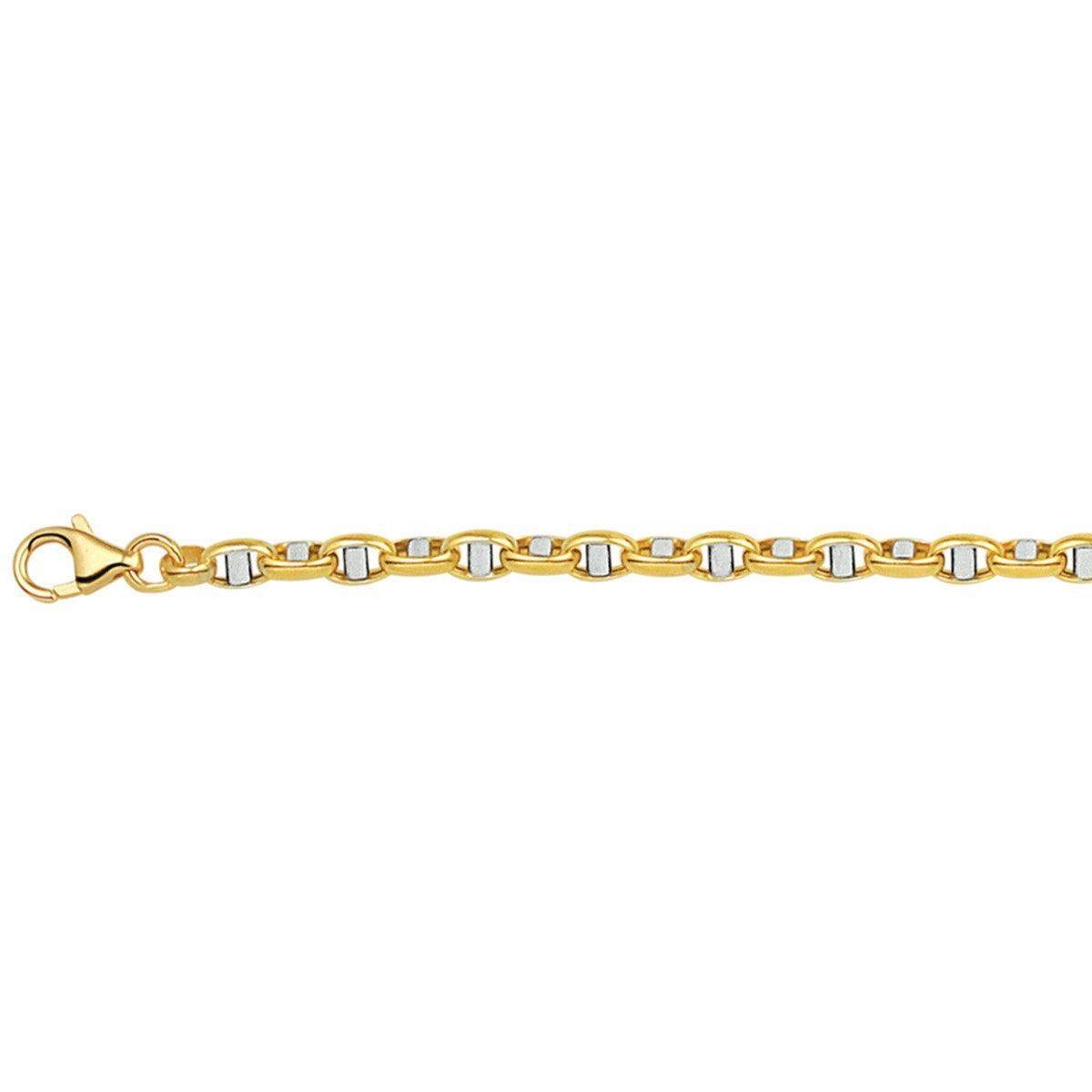 Fantasy Collection Armband jasseron ovaal met balkje 3,5 mm 14K bicolor goud