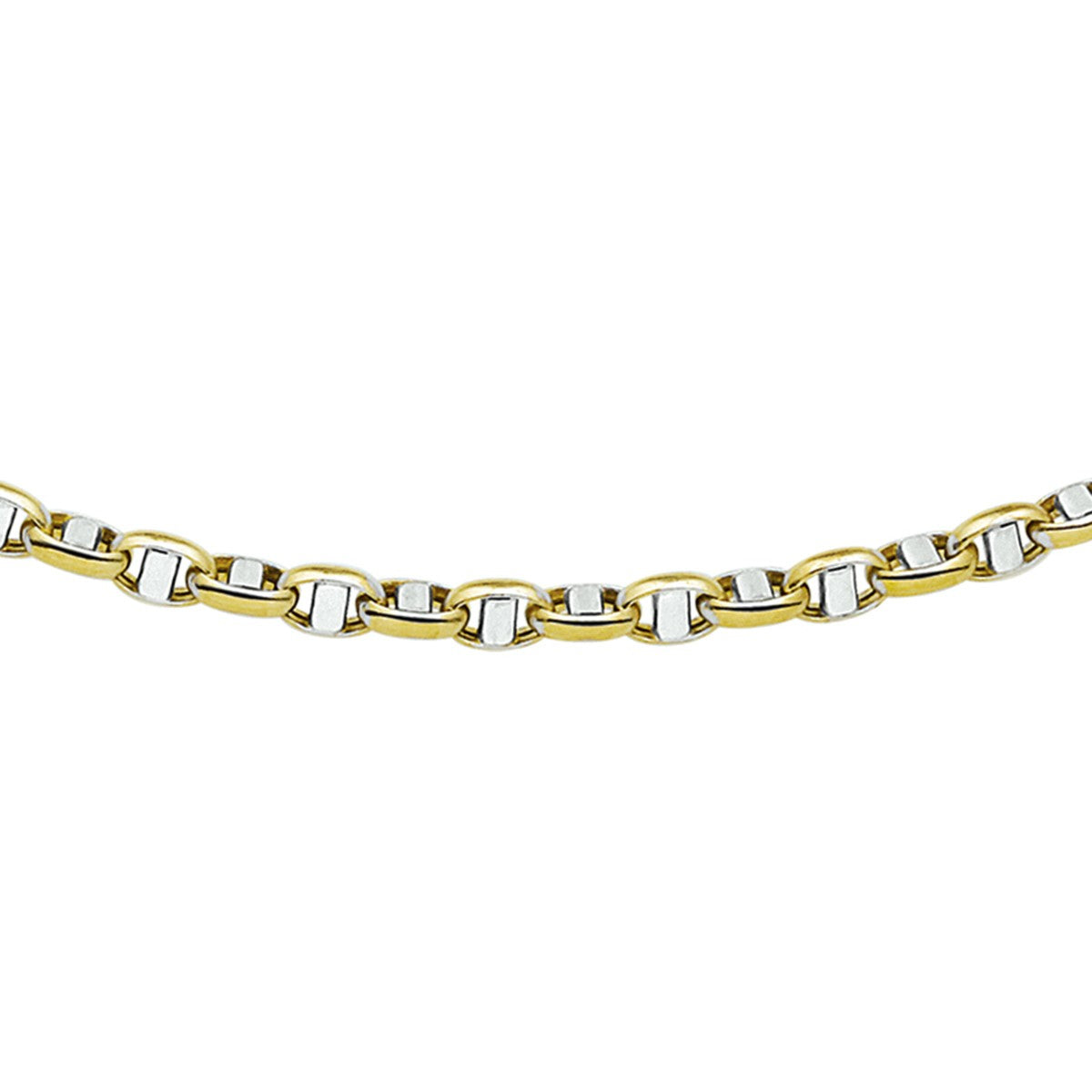 Fantasy Collection Collier jasseron ovaal met balkje 3,5 mm 45 cm 14K bicolor goud