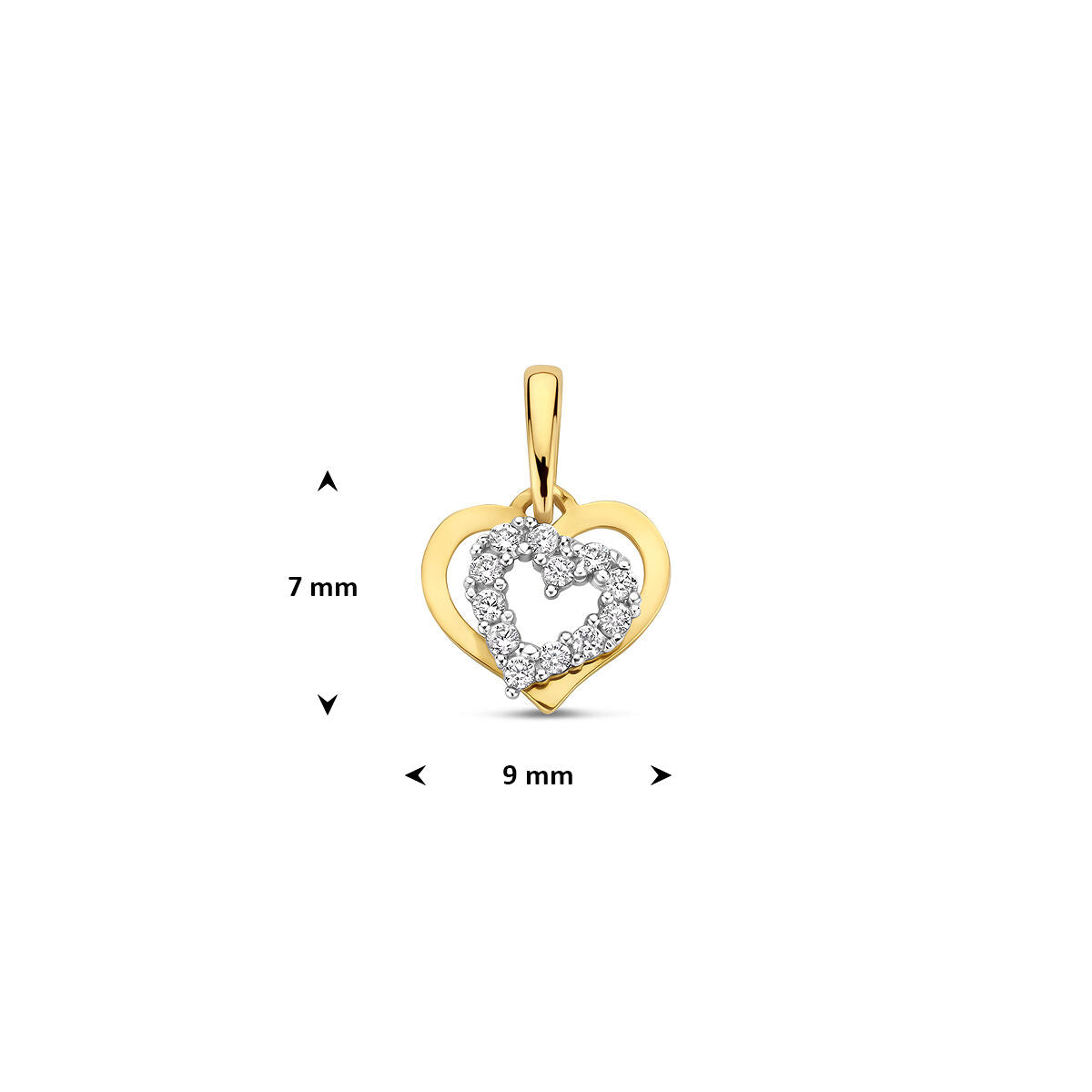 Hanger hart zirkonia 14K bicolor goud