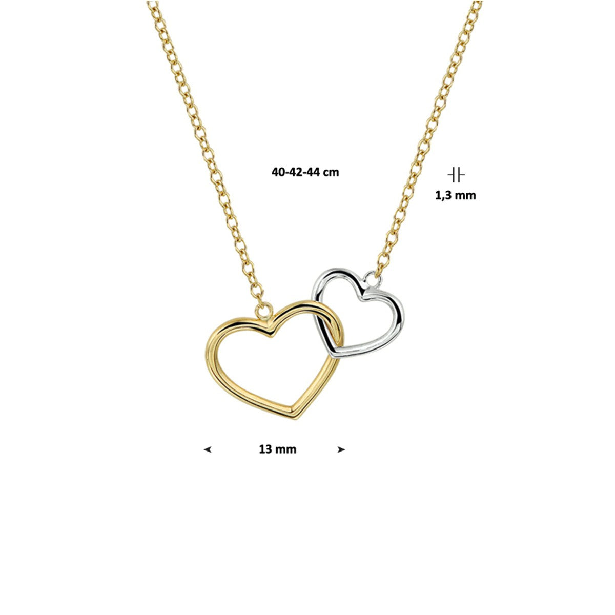 Fantasy Collection Collier hart 40 - 44 cm 14K bicolor goud