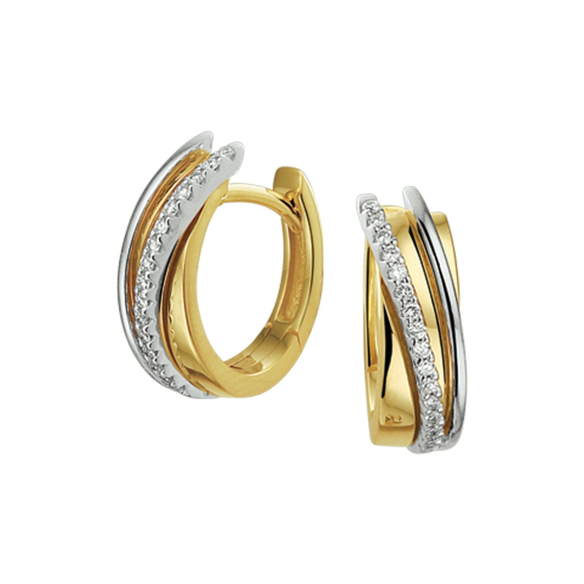 Fantasy Collection Oorbellen diamant 0.14ct (2x0.07ct) h si 14K bicolor goud