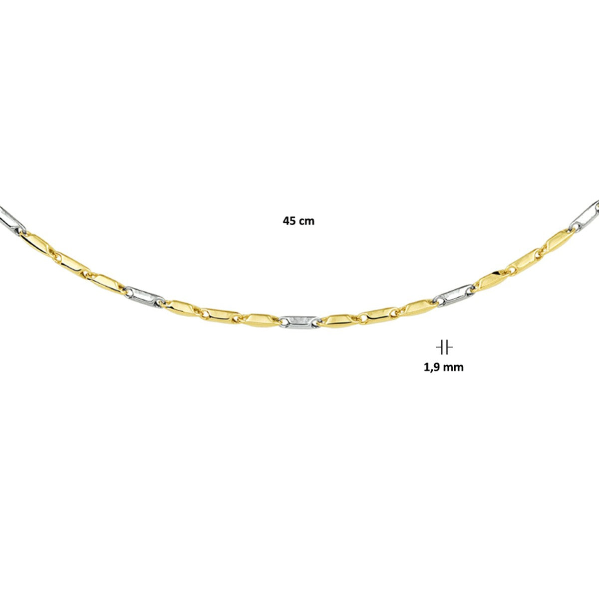 Fantasy Collection Staafjes 1,9 mm 14K bicolor goud halsketting