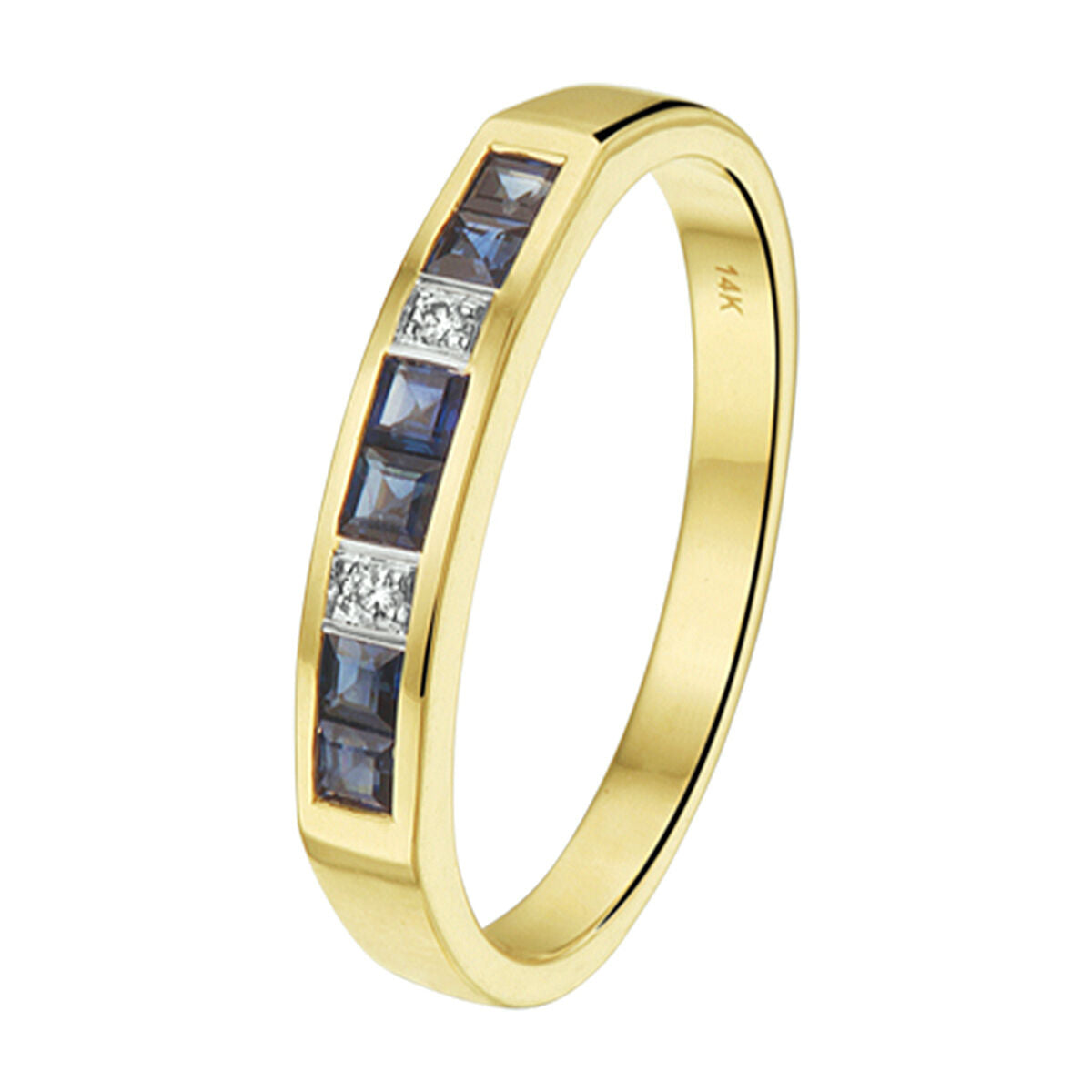 Fantasy Collection Ring saffier en diamant 0.02ct h si 14K bicolor goud