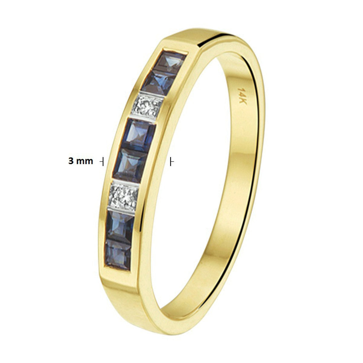 Fantasy Collection Ring saffier en diamant 0.02ct h si 14K bicolor goud