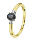 14K Bicolor Geel- En Witgoud Geel/Wit Ring Saffier Diamant 0.05Ct H Si 4208129 - PansiteNederland.nl
