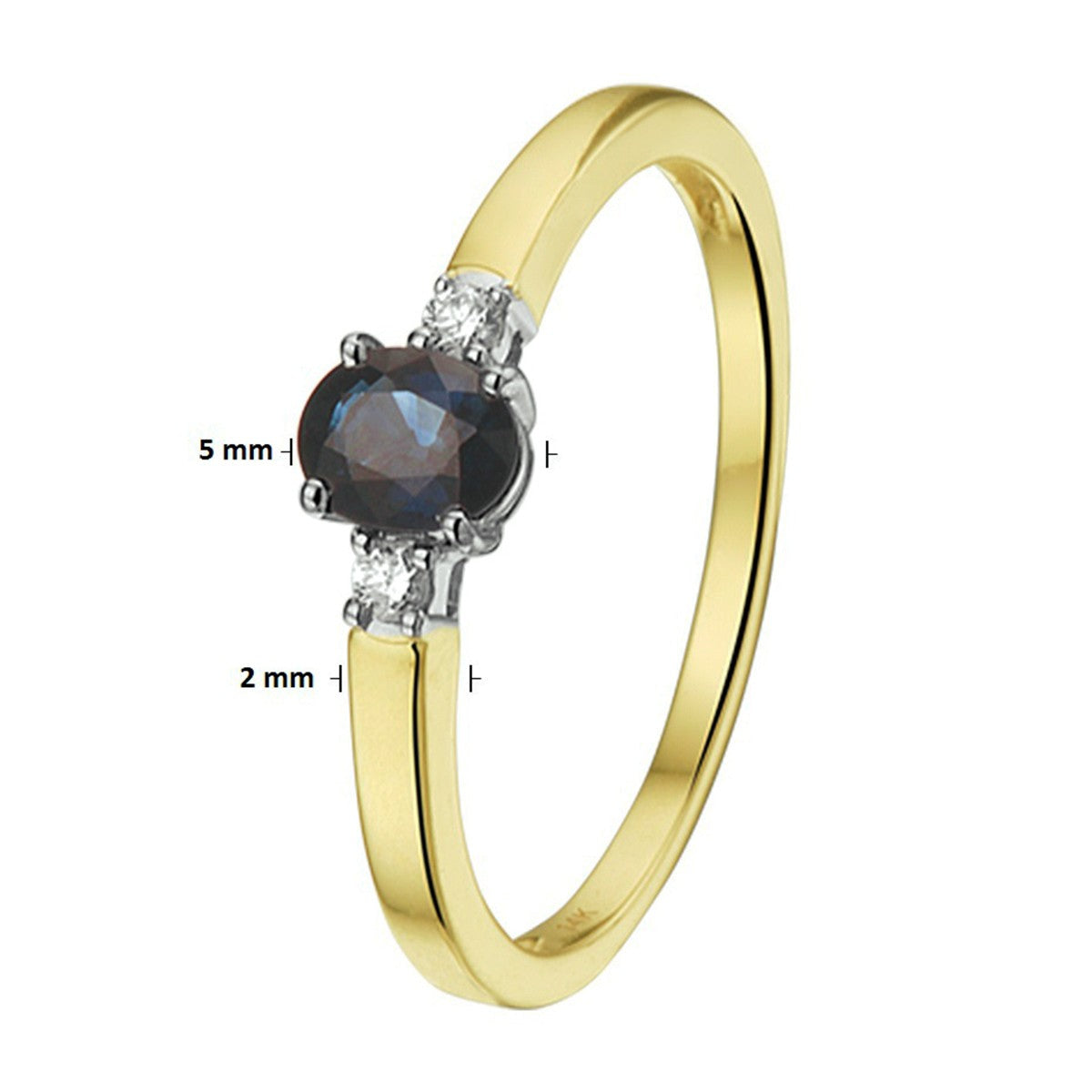 Fantasy Collection Ring saffier en diamant 0.05ct h si 14K bicolor goud