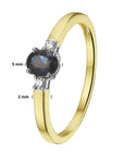 14K Bicolor Geel- En Witgoud Geel/Wit Ring Saffier Diamant 0.05Ct H Si 4208129 - PansiteNederland.nl