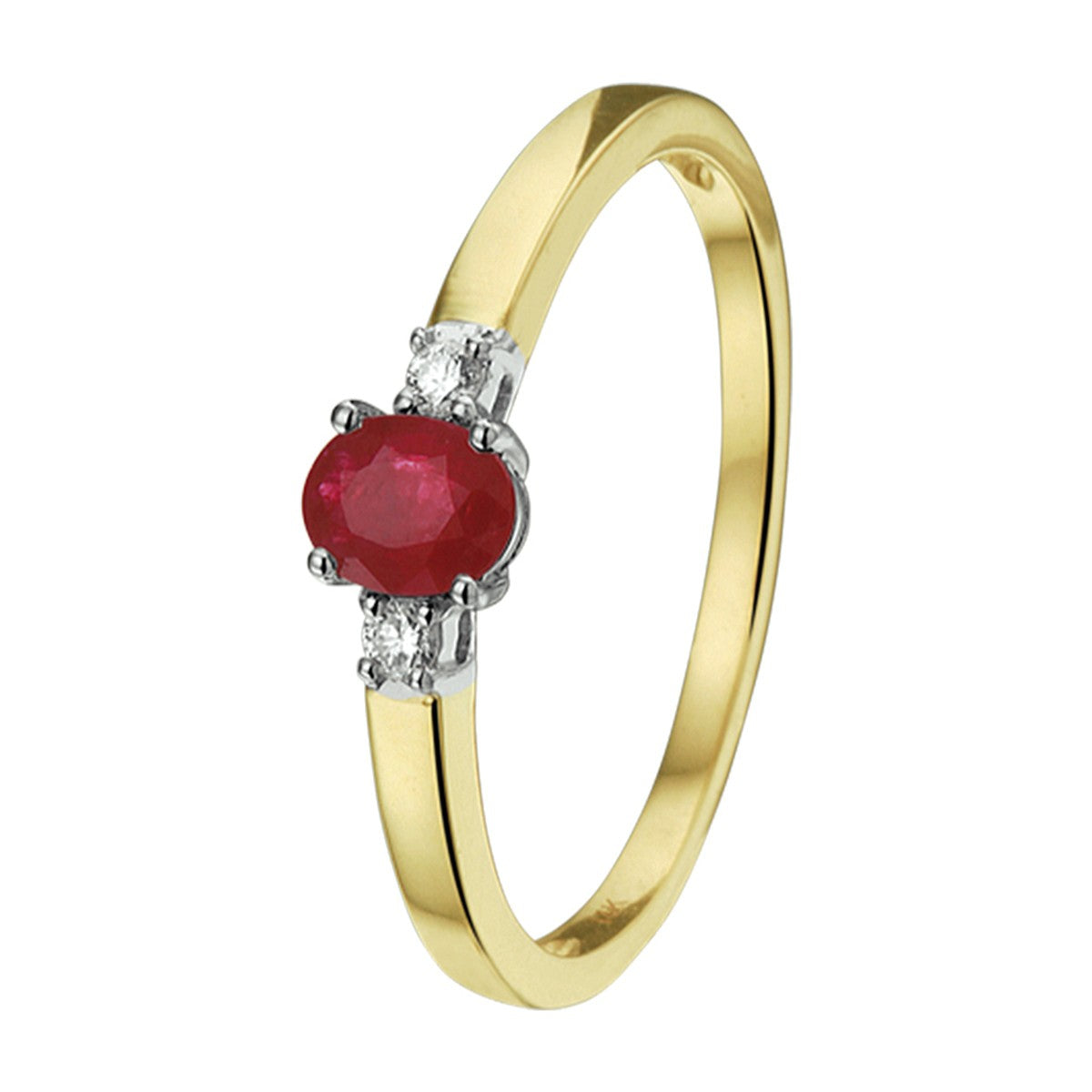 Fantasy Collection Ring robijn en diamant 0.05ct h si 14K bicolor goud