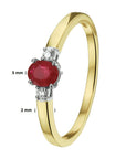 14K Bicolor Geel- En Witgoud Geel/Wit Ring Robijn Diamant 0.05Ct H Si 4208133 - PansiteNederland.nl
