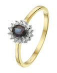 14K Bicolor Geel- En Witgoud Geel/Wit Ring Saffier Diamant 0.10Ct H Si Halo 4208170 - PansiteNederland.nl