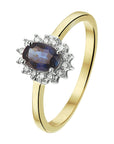 14K Bicolor Geel- En Witgoud Geel/Wit Ring Saffier Diamant 0.10Ct H Si Halo 4208174 - PansiteNederland.nl