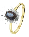 14K Bicolor Geel- En Witgoud Geel/Wit Ring Saffier Diamant 0.11Ct H Si Halo 4208178 - PansiteNederland.nl