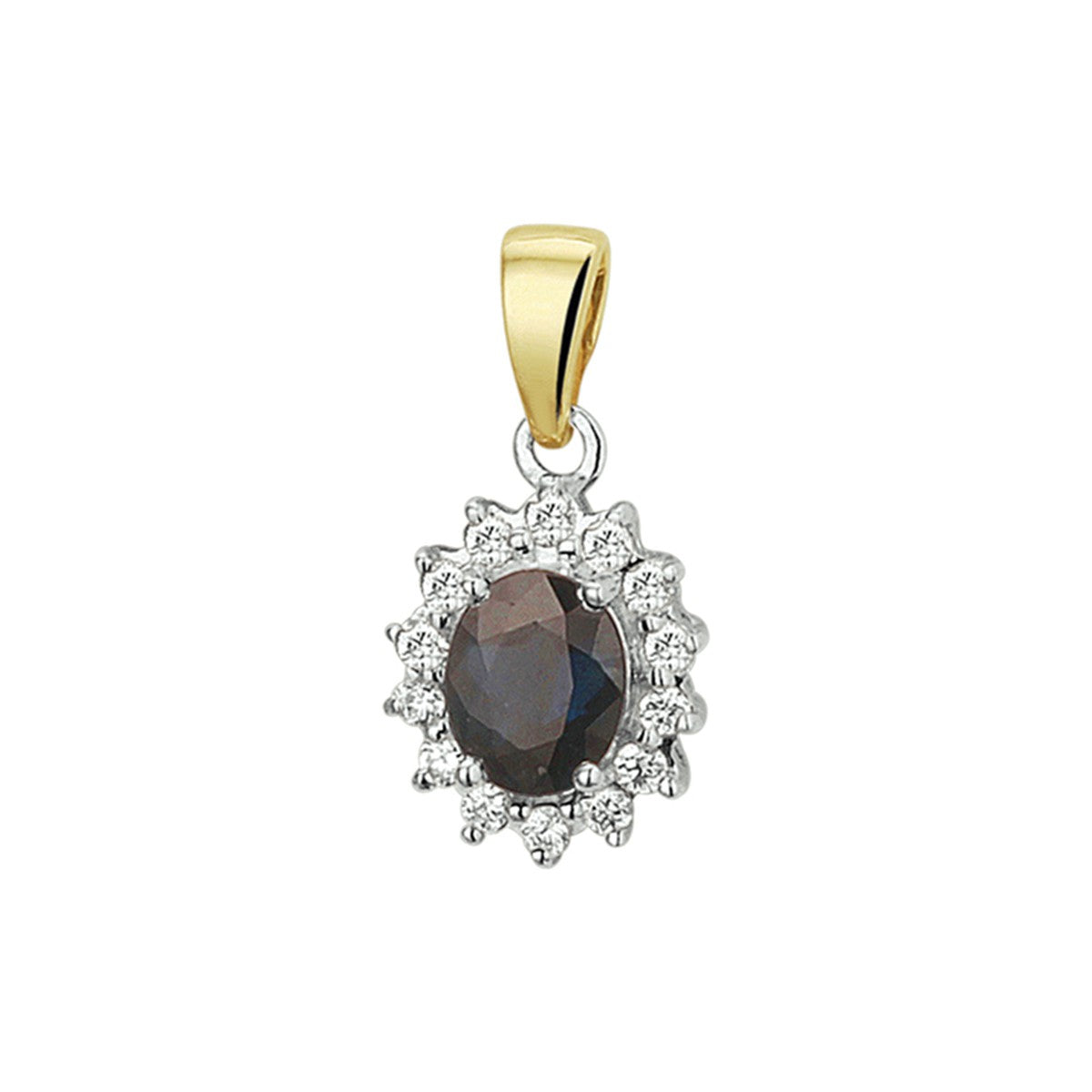 Fantasy Collection Hanger saffier en diamant 0.10ct h si 14K bicolor goud