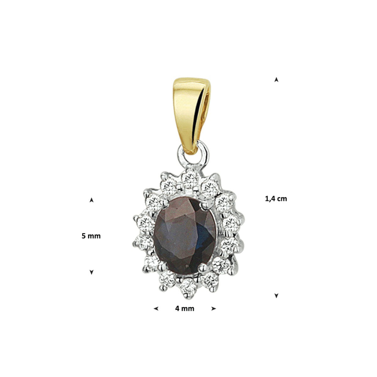 Fantasy Collection Hanger saffier en diamant 0.10ct h si 14K bicolor goud