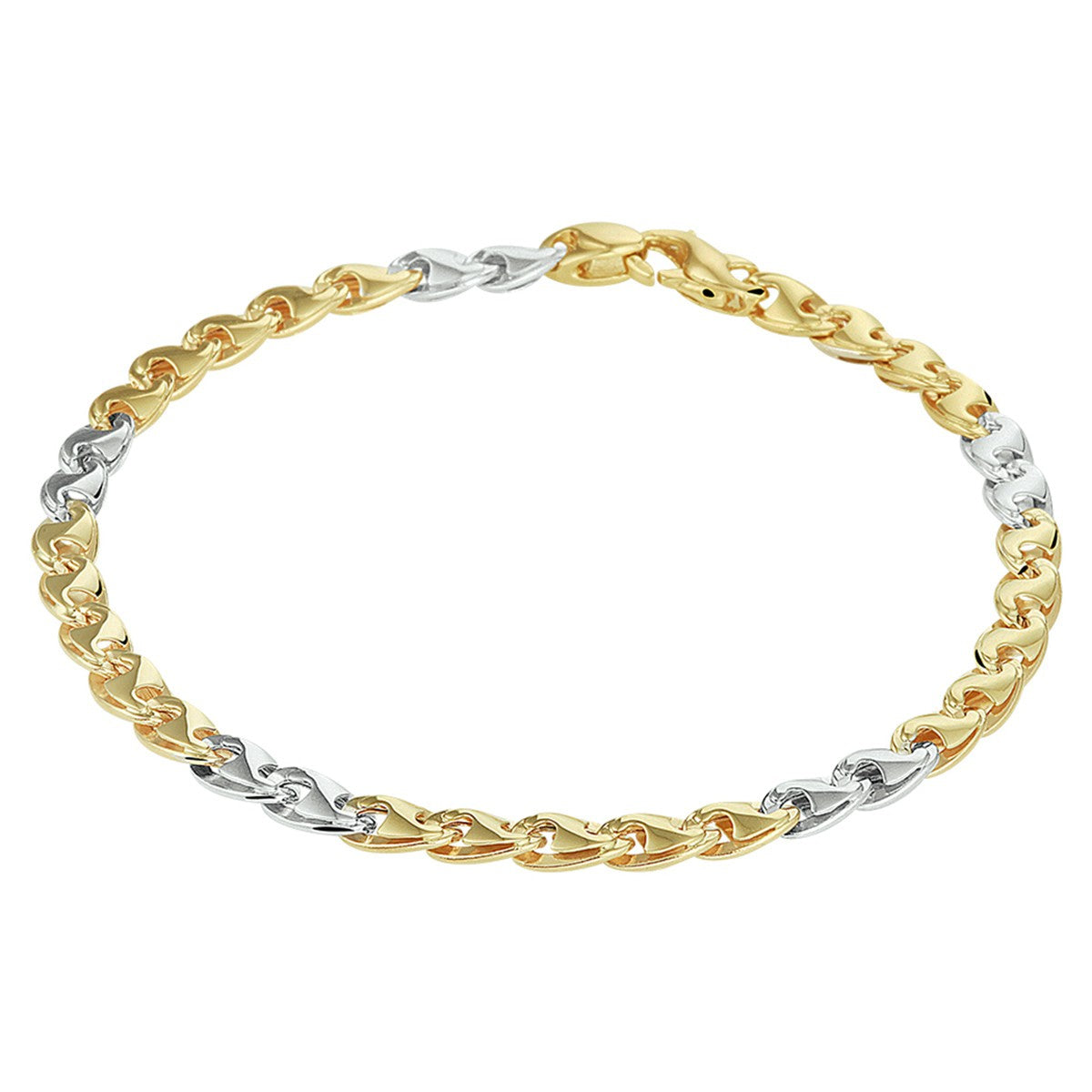 14K Bicolor Goud Geel/Wit Armband Anker 4,3 Mm 4208232 - PansiteNederland.nl