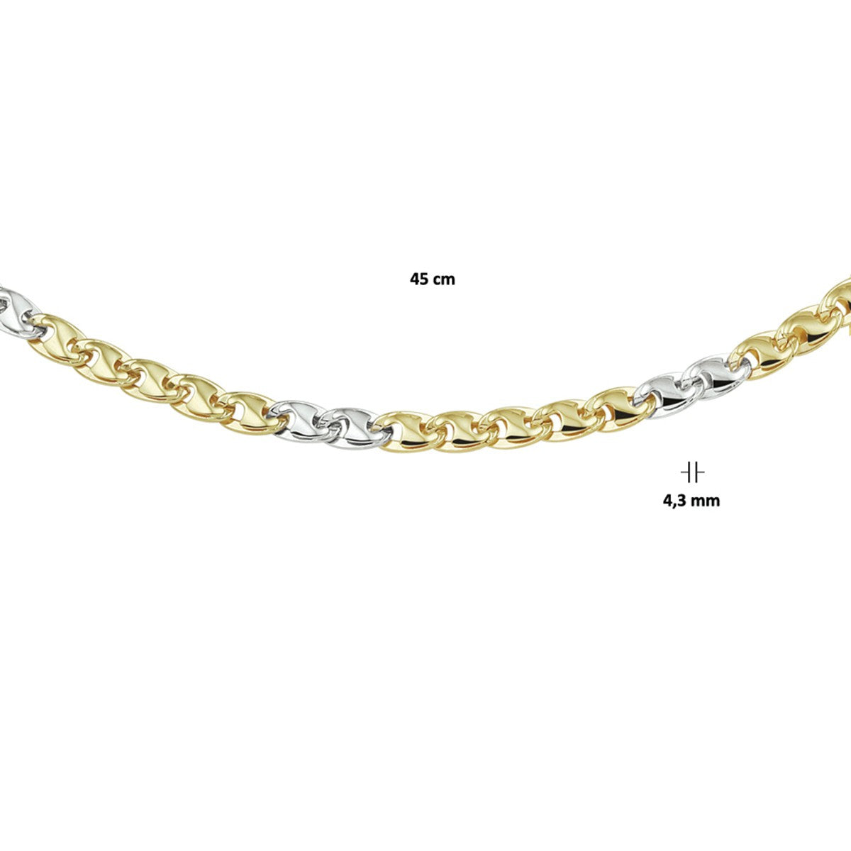 Fantasy Collection Collier 4,3 mm 14K bicolor goud