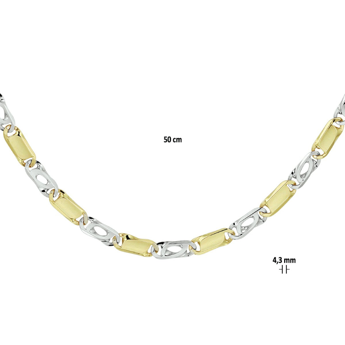 Fantasy Collection Collier valkenoog met tussenstuk 4,2 mm 14K bicolor goud