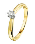 14K Bicolor Geel- En Witgoud Geel/Wit Ring Diamant 0.10Ct H Si 4208353 - PansiteNederland.nl