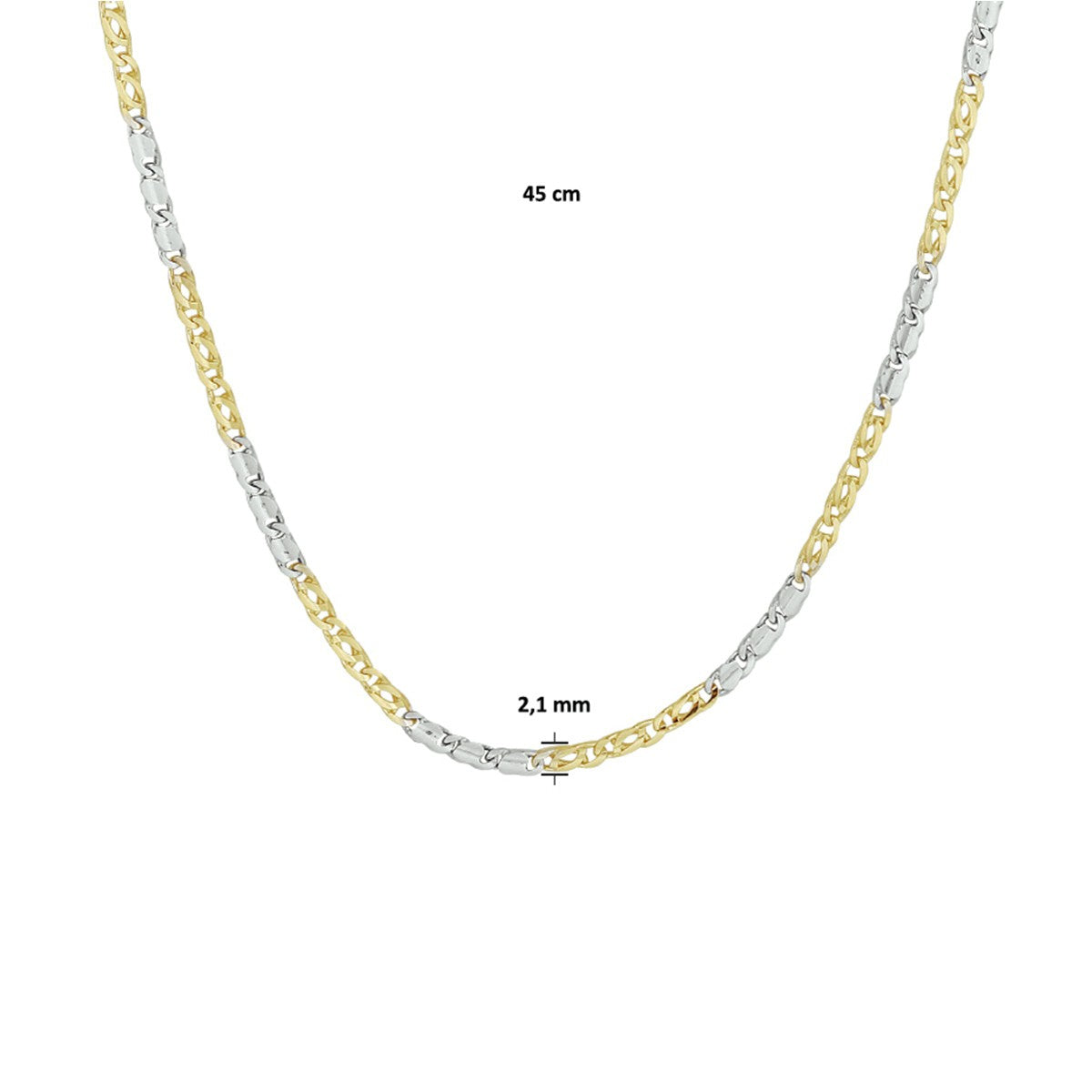 Fantasy Collection Collier valkenoog met tussenstuk 2,1 mm 45 cm 14K bicolor goud