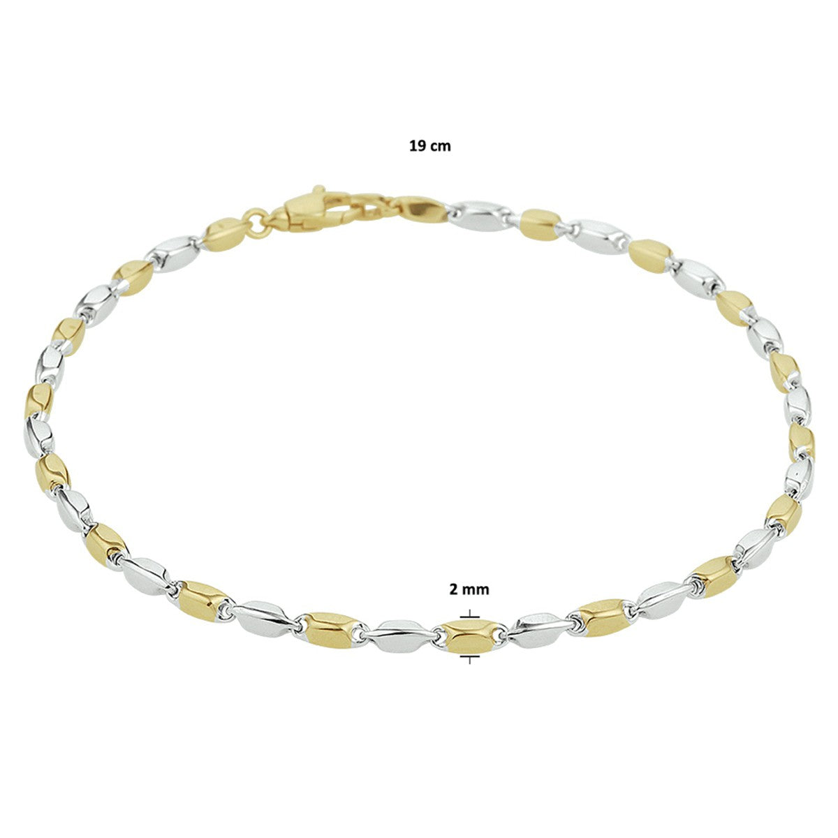 Fantasy Collection Staafjes 2,0 mm 14K bicolor goud armband
