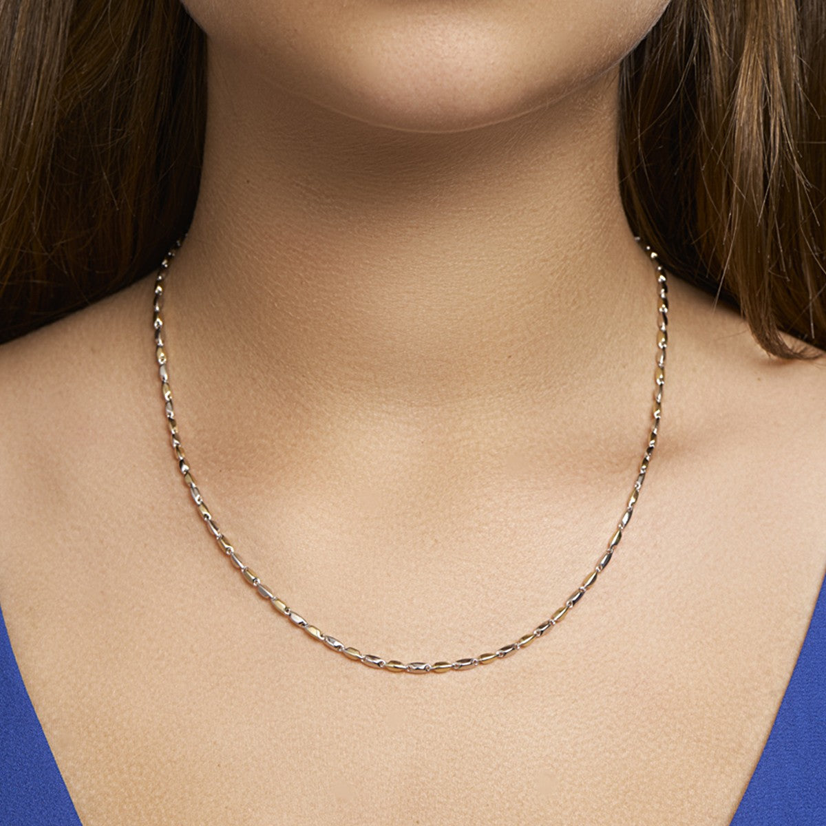 Fantasy Collection Staafjes 2,0 mm 14K bicolor goud halsketting