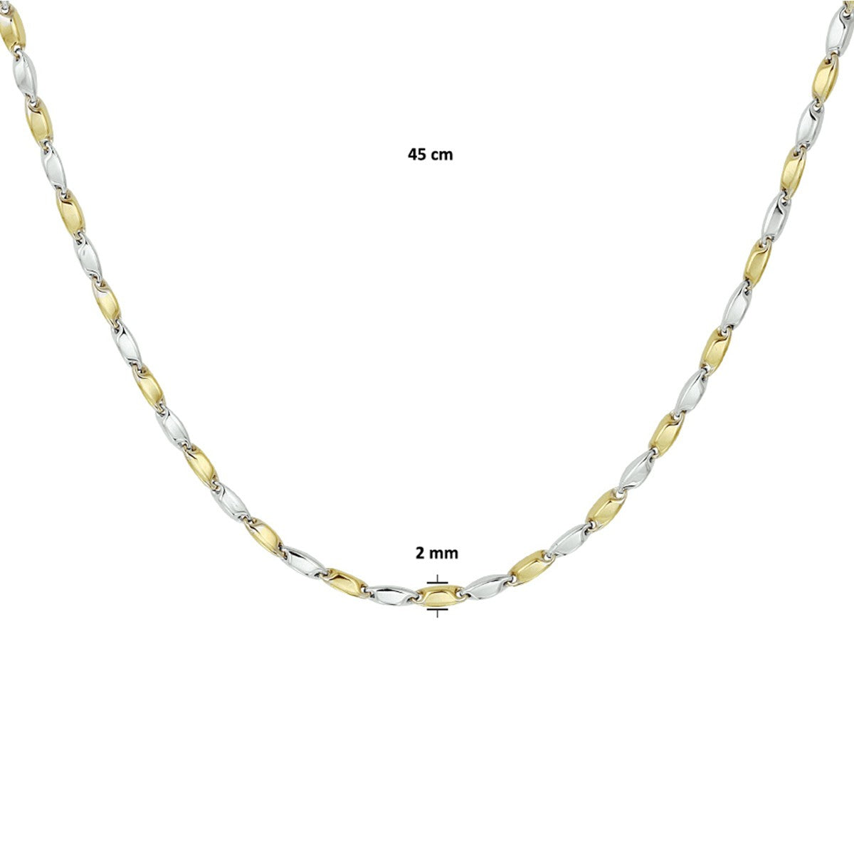 Fantasy Collection Staafjes 2,0 mm 14K bicolor goud halsketting