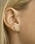 Gouden oorknoppen zirkonia 14K bicolor goud geel-wit - 4208550 - PansiteNederland.nl