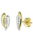 Gouden oorknoppen zirkonia 14K bicolor goud geel-wit - 4208550 - PansiteNederland.nl