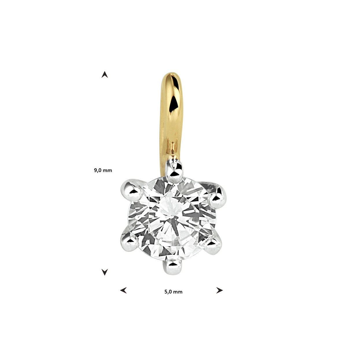 Fantasy Collection Hanger zirkonia 9 mm 14K bicolor goud