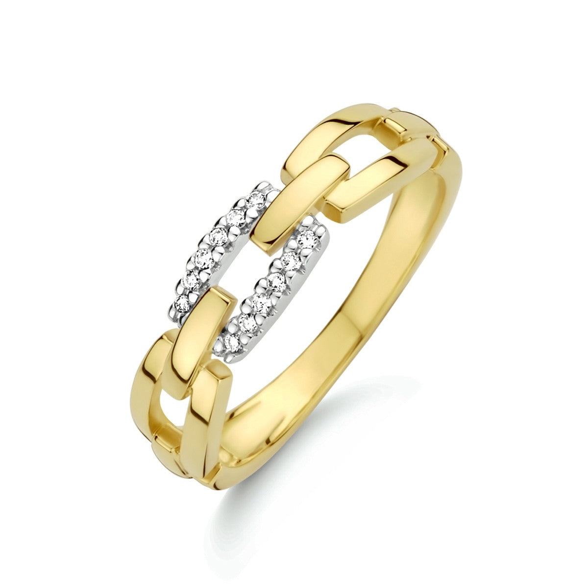 Fantasy Collection Ring schakel diamant 0.05ct h si 14K bicolor goud