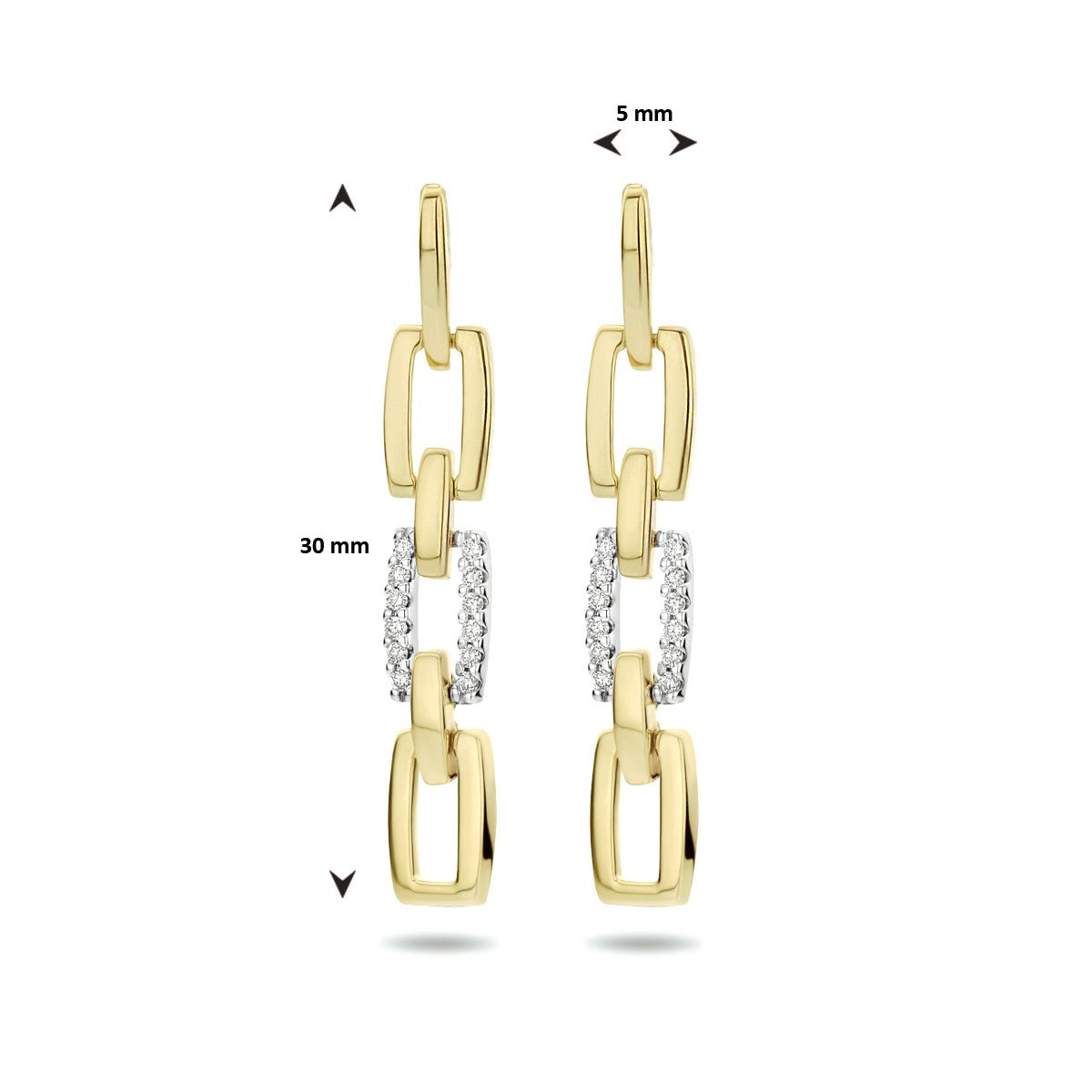 Fantasy Collection Hangende oorbellen diamant 0.10ct (2x0.05ct) h si 14K bicolor goud