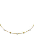 14K bicolor goud geel/wit collier bolletjes gediamanteerd 3,0 mm 40 - 42 - 44 cm 4208871 - PansiteNederland.nl