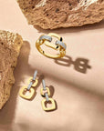 14K Bicolor Goud Geel/Wit Oorhangers Schakel Diamant 0.11Ct (2X 0.055Ct) H Si 4208886 - PansiteNederland.nl