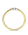 14K Bicolor Geel- En Witgoud Geel/Wit Memoire Ring Trilogie Diamant 0.09Ct H Si 4208922 - PansiteNederland.nl
