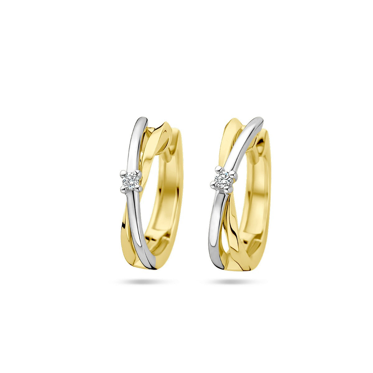 Fantasy Collection Oorbellen diamant 0.03ct (2x 0.015ct) h si 14K bicolor goud