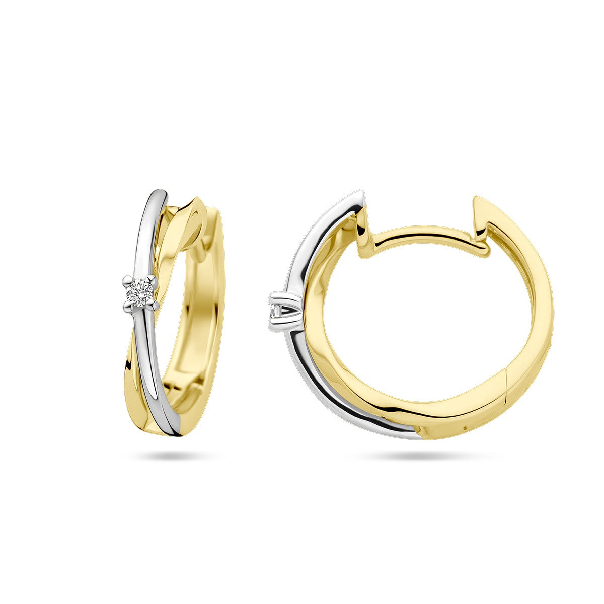 Fantasy Collection Oorbellen diamant 0.03ct (2x 0.015ct) h si 14K bicolor goud