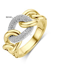 14K Bicolor Geel- En Witgoud Geel/Wit Ring Schakel Diamant 0.21Ct H Si 4208992 - PansiteNederland.nl
