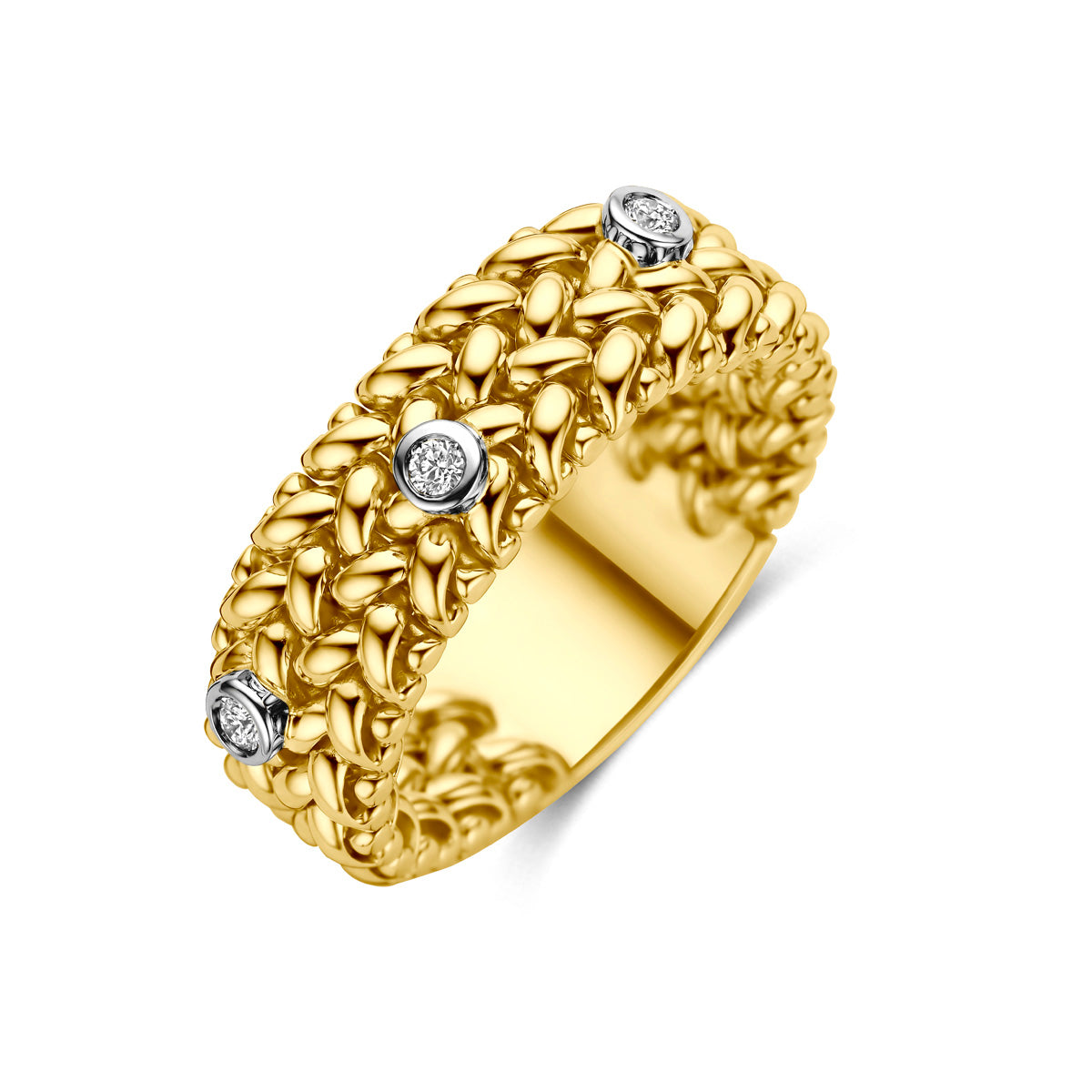 Ring diamant 0.09ct g vs 14K bicolor goud