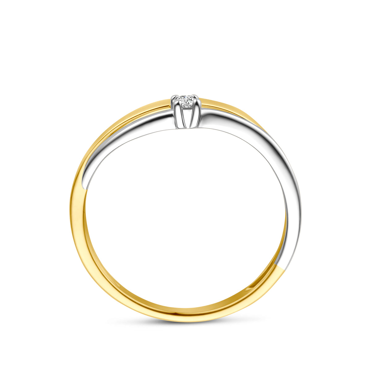 Ring diamant 0.03ct h si 14K bicolor goud wit