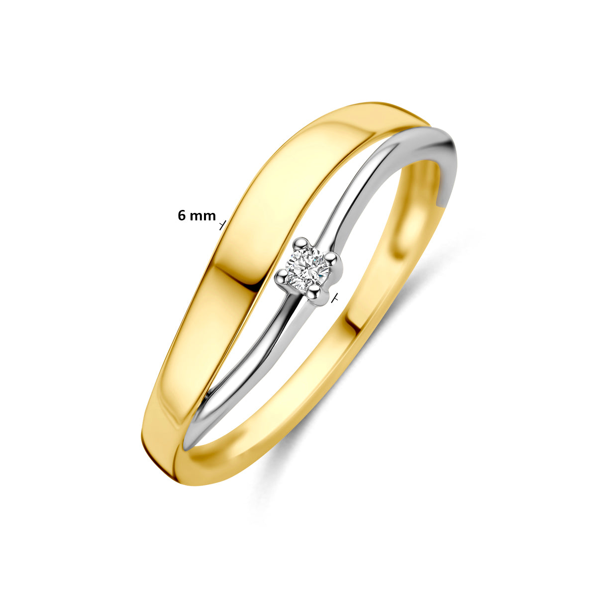 Ring diamant 0.03ct h si 14K bicolor goud wit