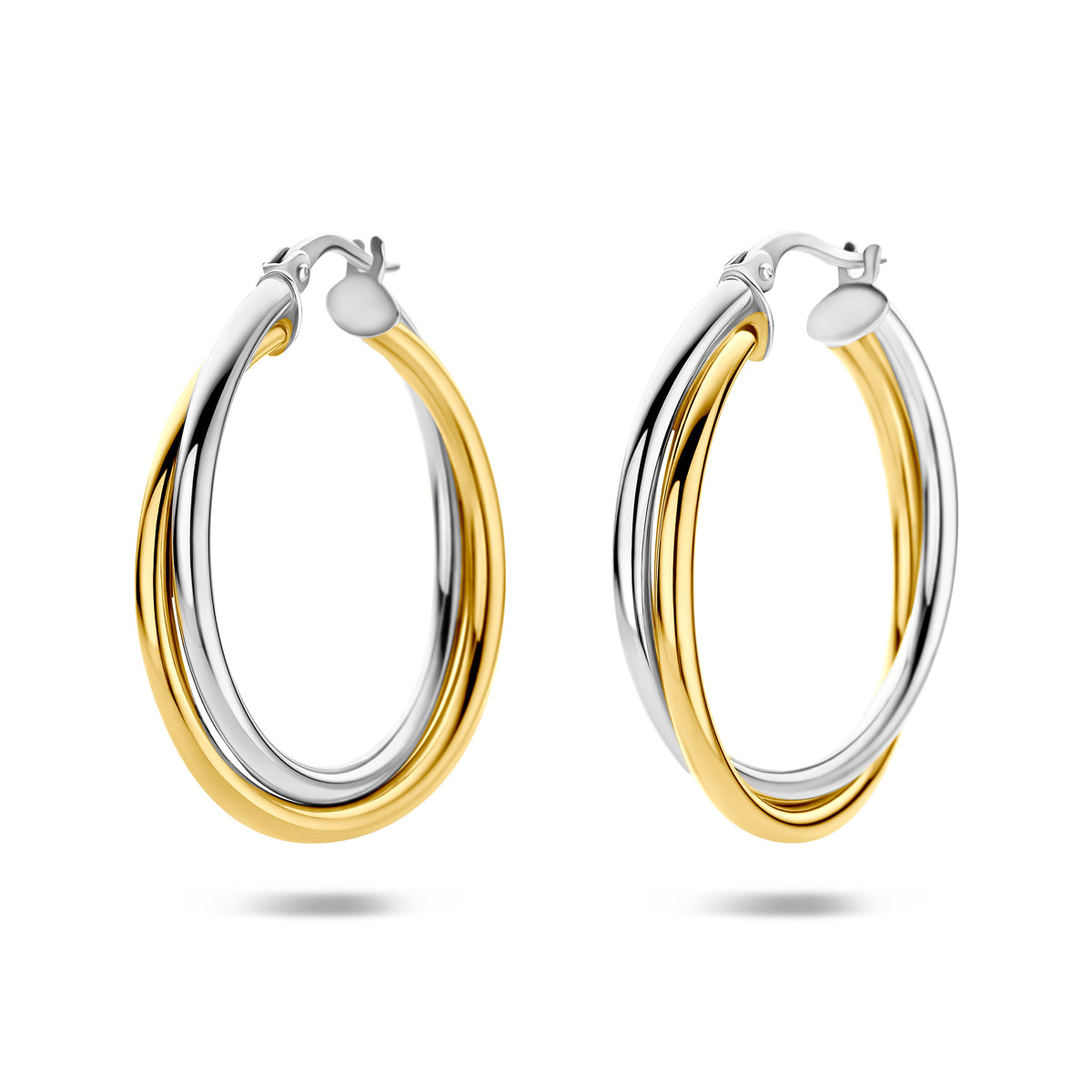 Oorringen buis 14K bicolor goud 4 mm 4209283