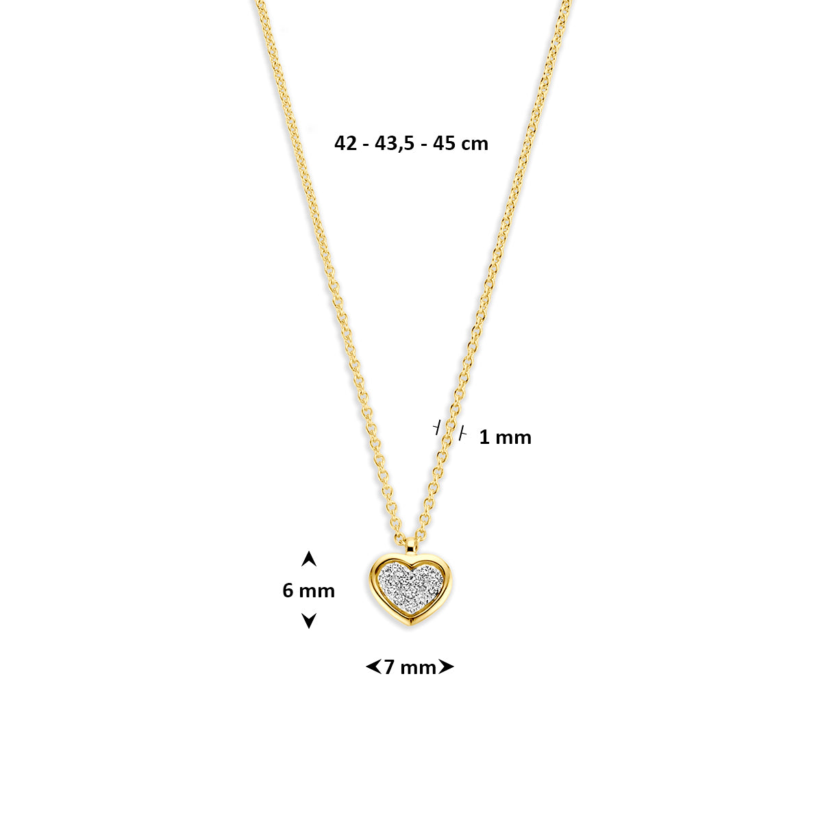 Fantasy Collection Collier hartje en diamant 14K bicolor goud 0.05ct h si 42 - 43,5 - 45 cm - afbeelding 4