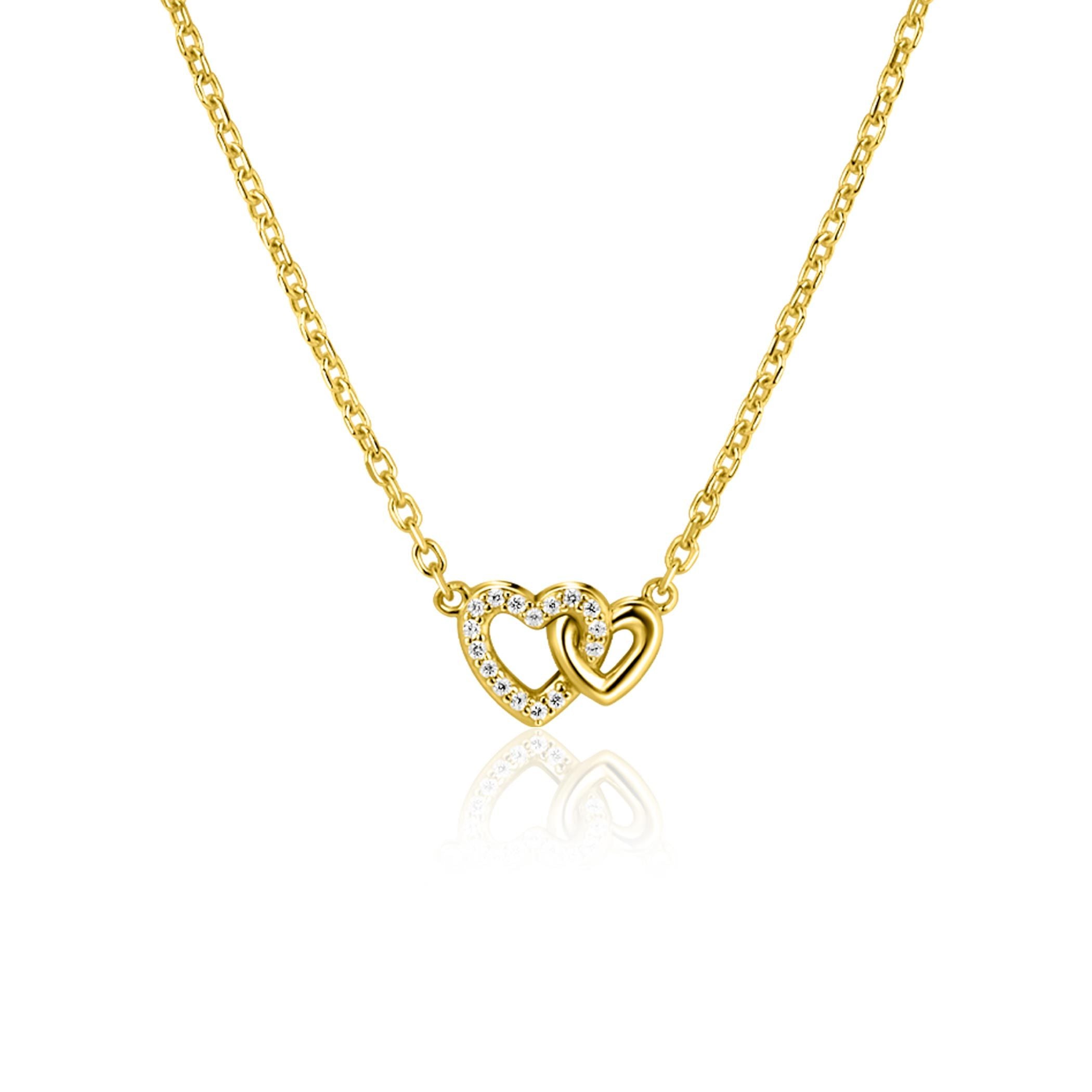 ZINZI Verguld Zilveren Ketting met Witte Zirkonia - ZIC2493Y
