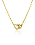 ZINZI Gold Plated Zilveren Ketting met Verbonden Hartjes en Witte Zirkonia 42-45cm ZIC2493Y