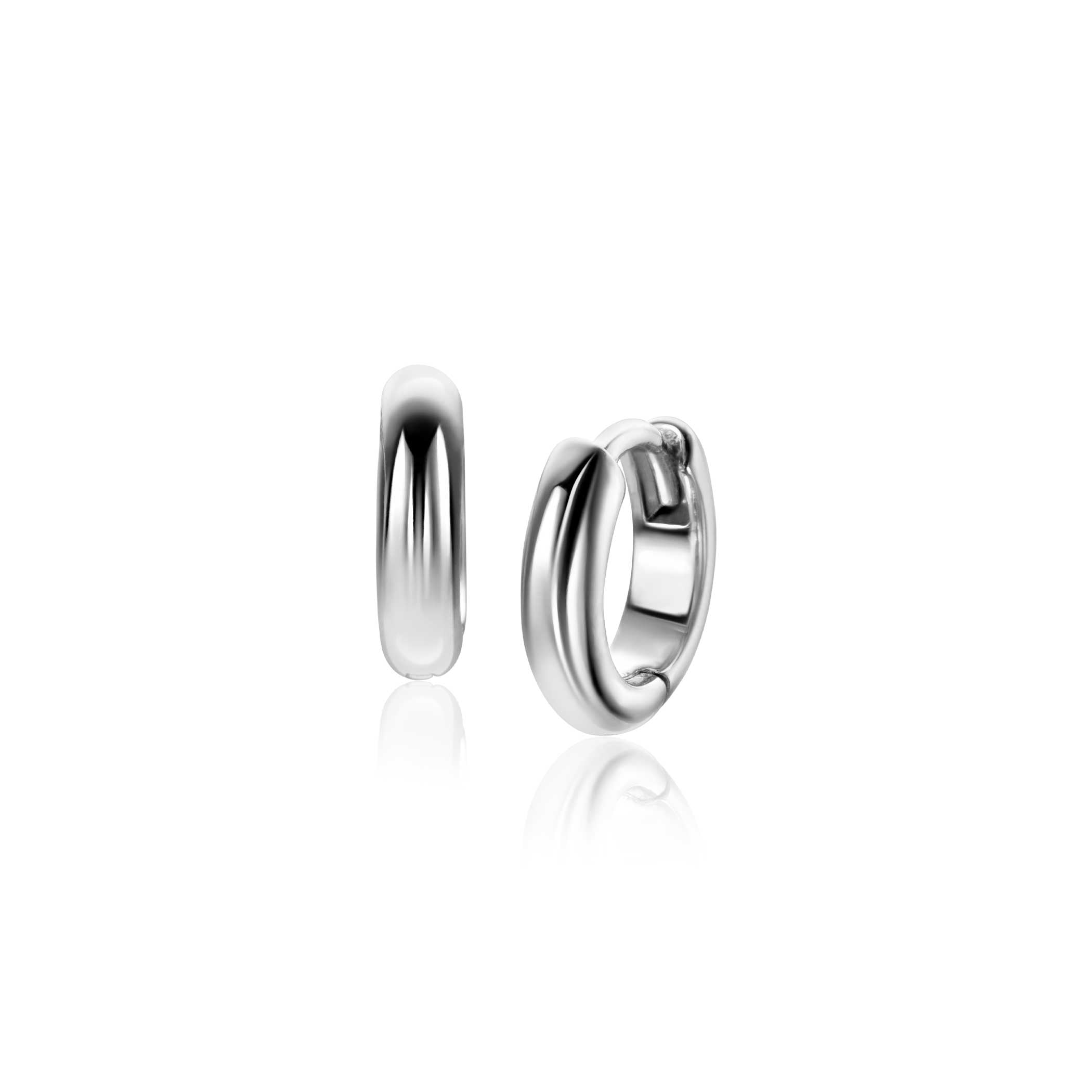 12,5mm ZINZI zilveren gladde oorbellen met ronde buis 3mm met luxe klapsluiting - ZIO2600