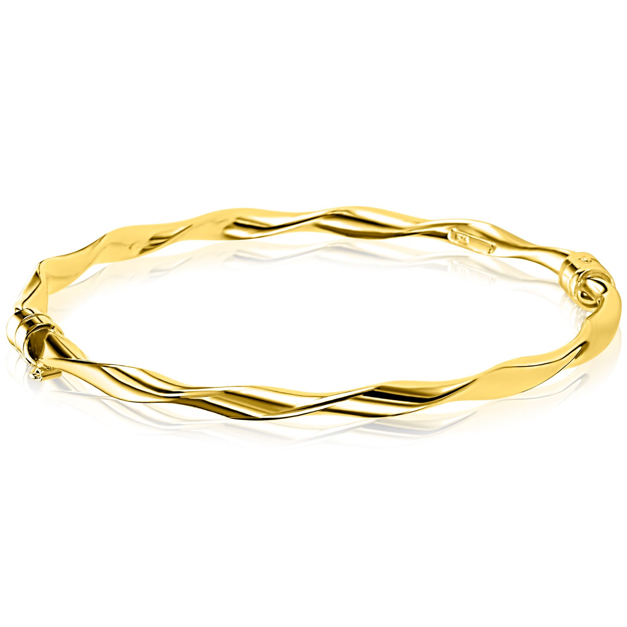 ZINZI gold plated bangle armband met gedraaide buis 4mm ZIA2756G